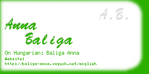 anna baliga business card